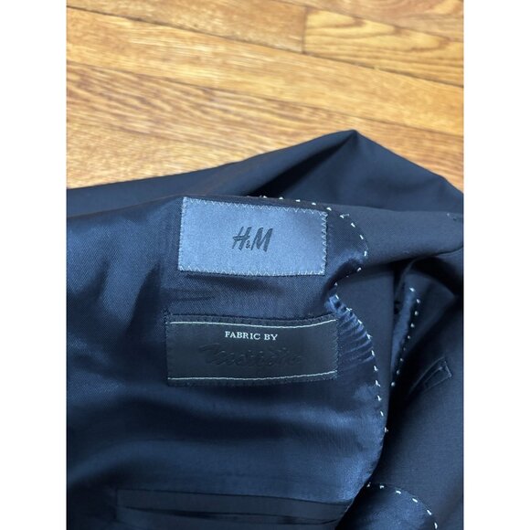 H&M Mens Blazer Jacket Size 38R Black Marzotto Wool Solid 2 Button Sport Coat - Picture 4 of 7